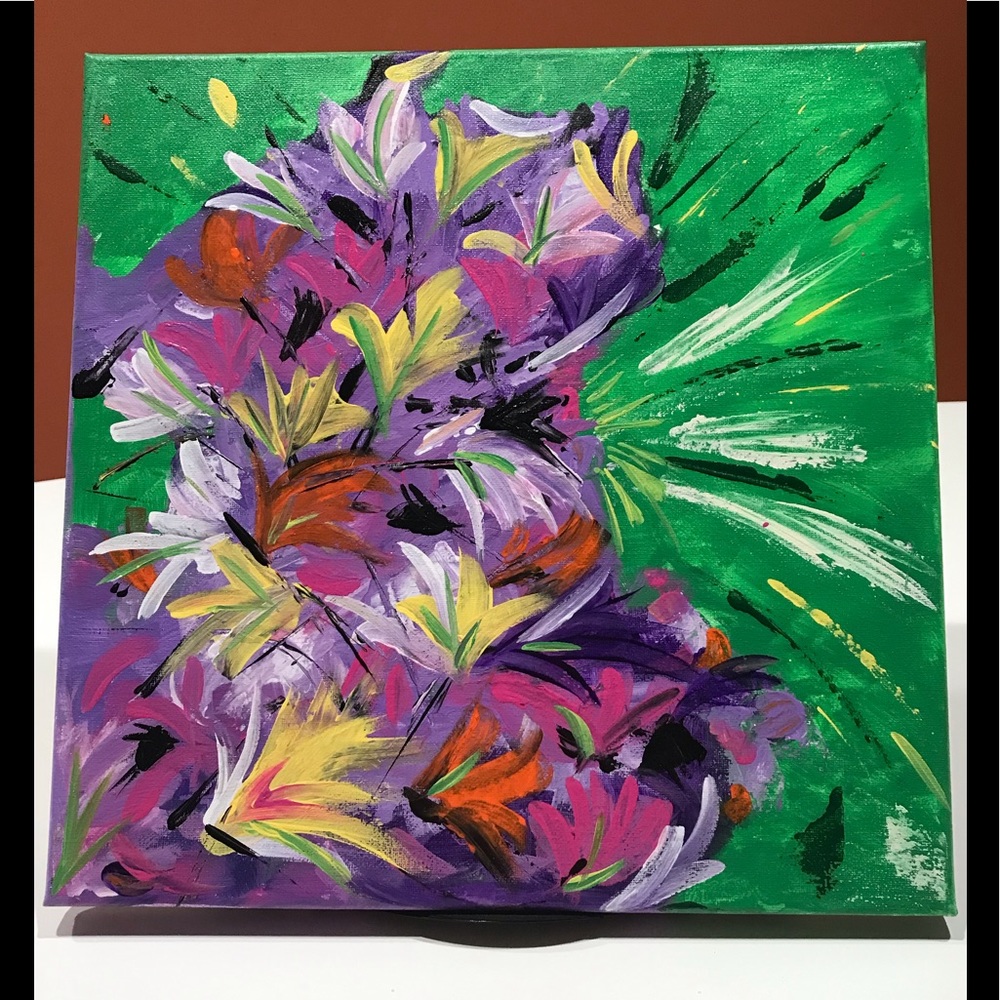 🌱NWOT Modern Acrylic Canvas Painting, 14”x14”